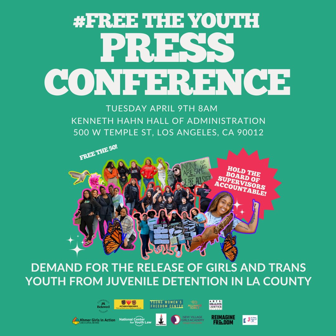 🔊 CALLING ALL CHANGEMAKERS 🔊 We're pulling up to the Board of Supervisors to Demand the Release of Girls and Trans Youth from Juvenile Detention in LA County!!!💥 PULL UP. SPEAK OUT. USE YOUR VOICE #FREETHEYOUTH #youthjustice #juvenillehall