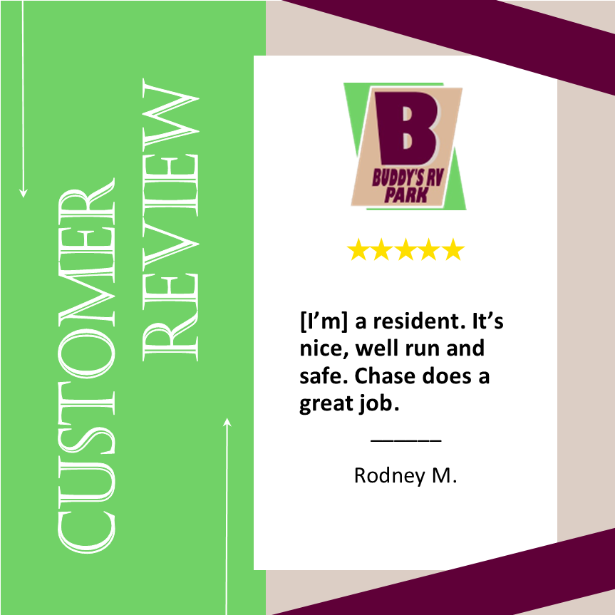 Another 5-star review for Chase and Buddy's RV Park! Thanks Rodney!

#buddysrvpark
#apachejunction
#arizona
#rvliving
#rvlife