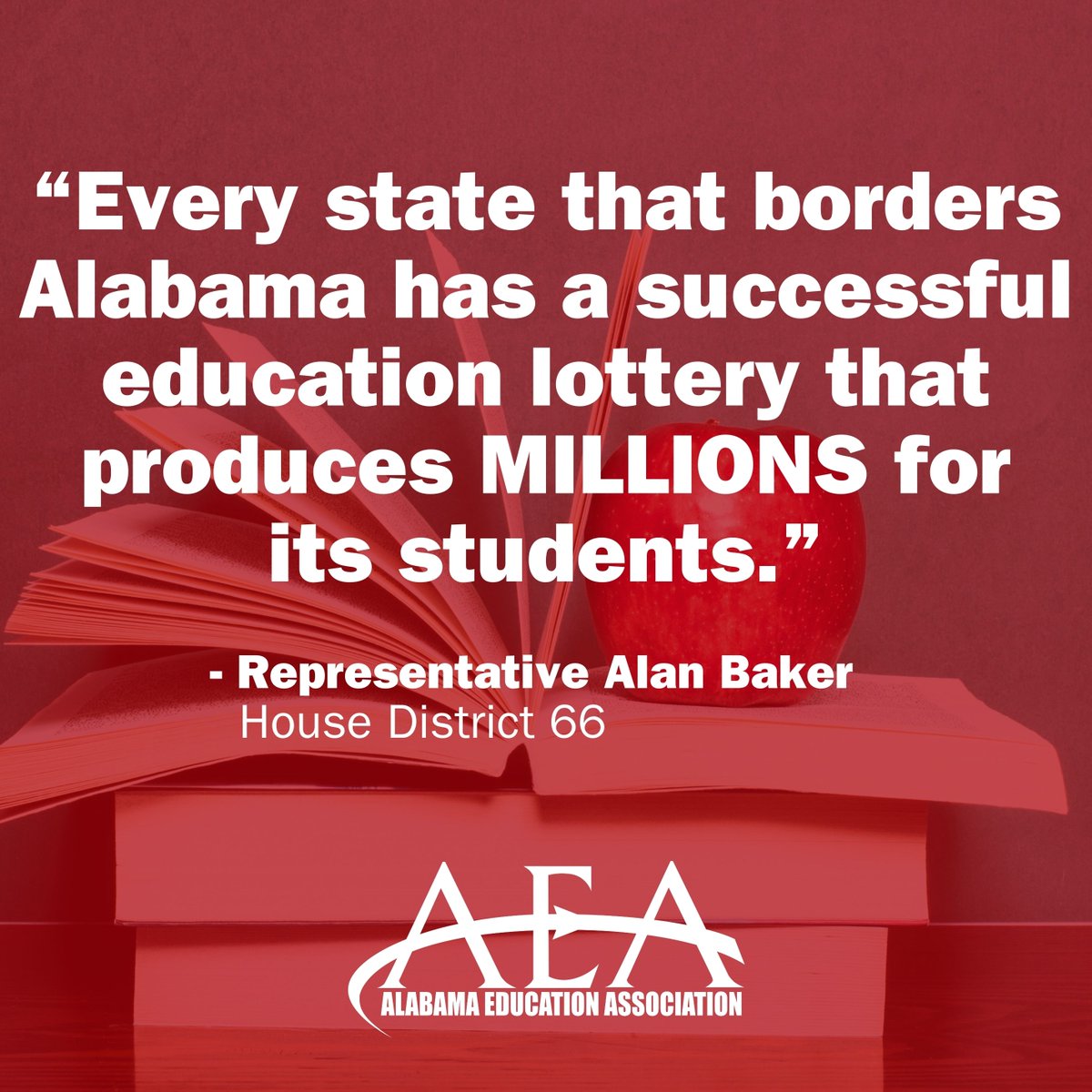 Alabamians are ready for the opportunity to vote on gaming legislation. It is time to stop the flow of Alabama dollars into surrounding states and redirect them into our schools. Visit bit.ly/4cIfRwV to read Representative Alan Baker's thoughts on the issue. #myAEA