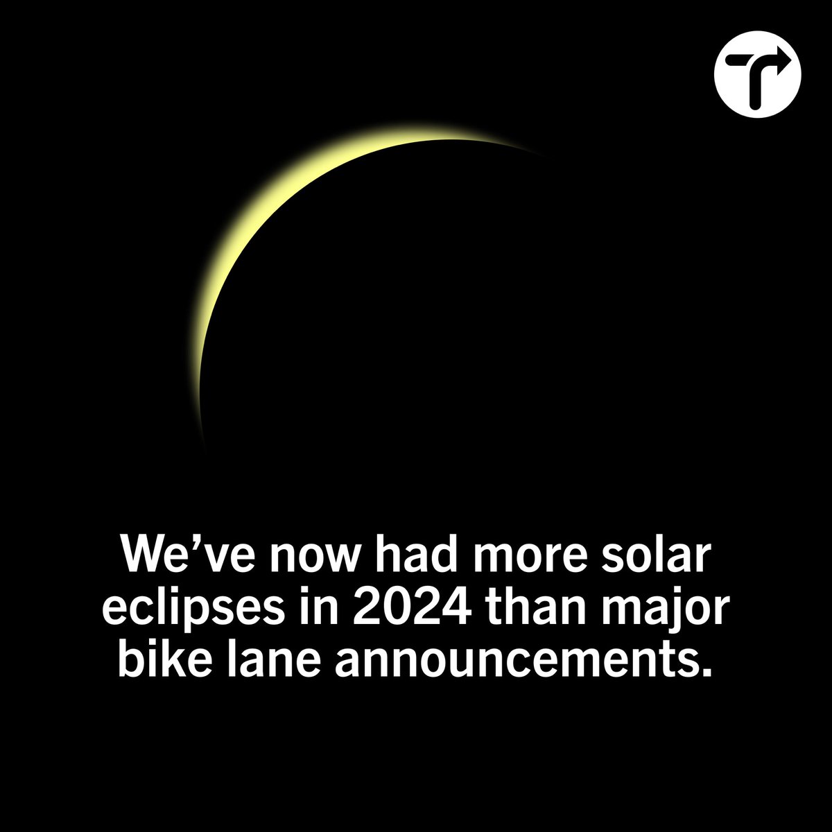 It's been more than 320 days since the Adams administration has announced a bike lane project greater than one mile. Solar eclipses are rare — bike lane projects shouldn't be.