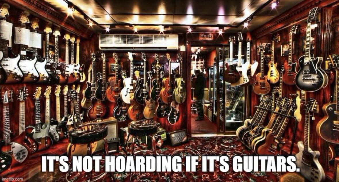 #mememonday How many is too May? We may never know. . . . #guitar #guitarist #guitars #musicianlife #collector #criteria reposted from @chevansmusic