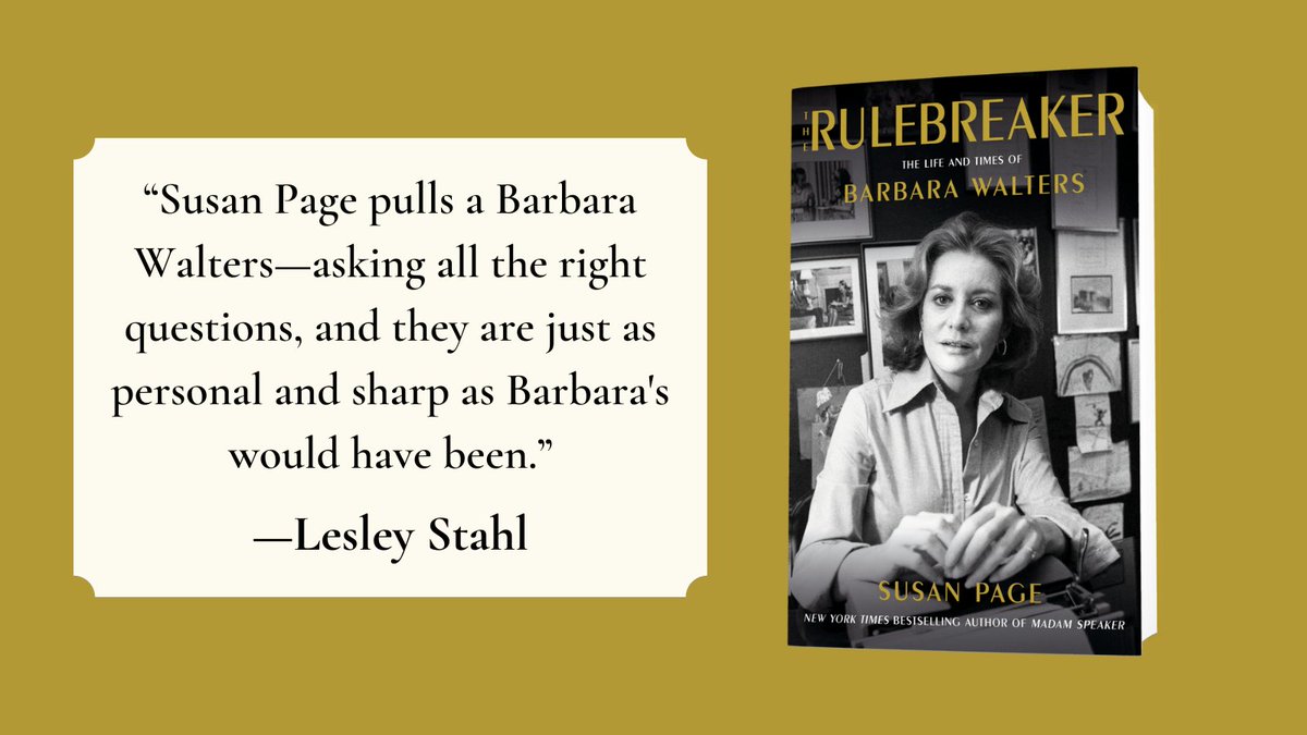 '@SusanPage pulls a Barbara Walters--asking all the right questions, just as personal and sharp as Barbara used to' - @LesleyRStahl Explore the extraordinary life of the most successful female broadcaster of all time in THE RULEBREAKER: spr.ly/6017Ra9mF