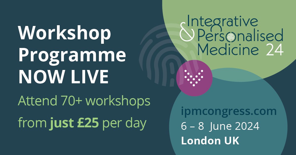 Register today for just £25 & attend 70+ CPD approved workshops featuring topics such as #WomensHealth #IntegrativeOncology #MetabolicHealth #Longevity #HealthCoaching #HerbalMedicine & much, much more.. bit.ly/ipmcongress #ipmcongress #integrativemedicine #wholepersonhealth