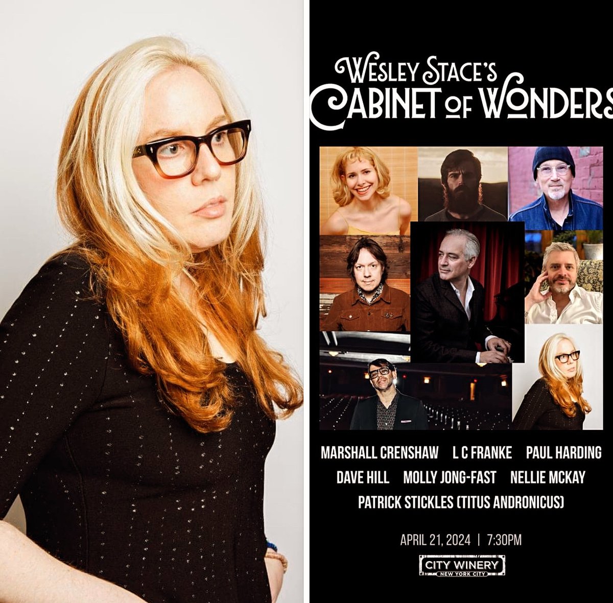 I'm so thrilled that @MollyJongFast is doing the 4/21 Cabinet. It's the icing on the cake, but the cake's great too. The ingredients: #marshallcrenshaw @lcfranke #paulharding @mrdavehill #nelliemckay @titusandronicus' Patrick Stickles! TIX: tinyurl.com/Cabinet112 RT! RX? No RT!