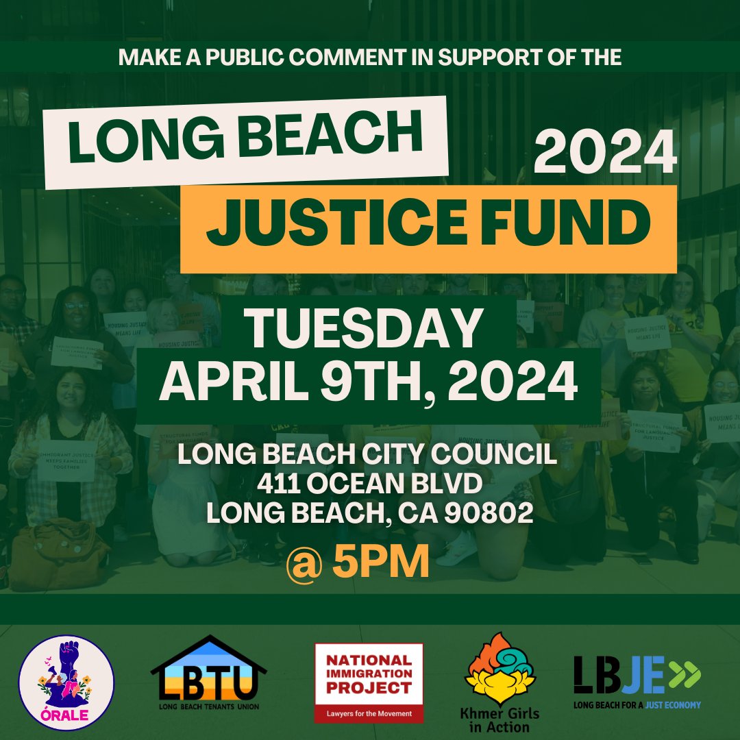 Join us in advocating for structural funding for the #LBJusticeFund! Check out our toolkit and spread the word! If you can make it, see you at 5pm at LBC council! bit.ly/LBJF2024