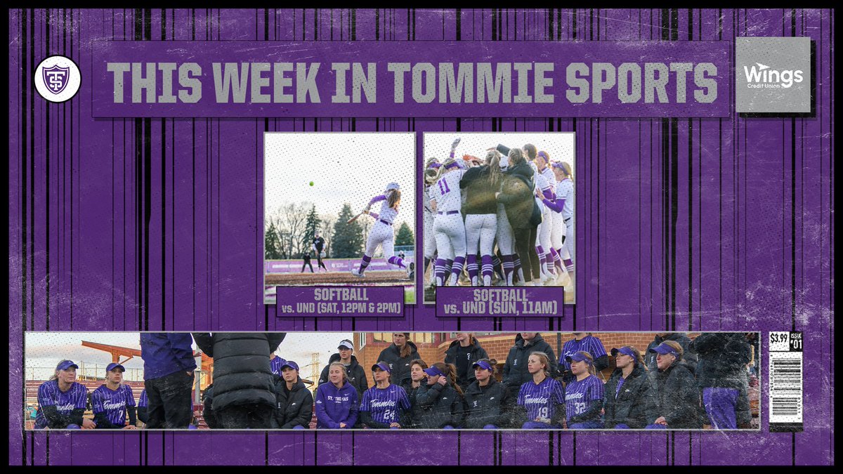 Fresh off breaking the nation's longest winning streak with a dramatic walk-off, two-run blast by Abbi Stierlen, @TommieSoftball is home again for the 2nd weekend of 3 consecutive at South Field. This Week In Tommie Sports in St. Paul presented by @Wings_CU! #RollToms