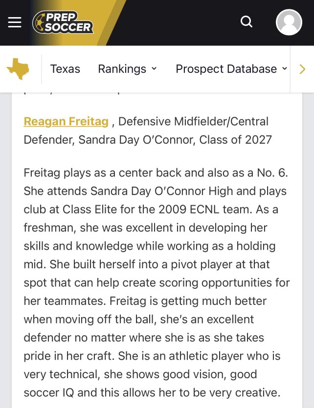 Thank you to @PrepSoccerTX for the write up. I’ve learned a lot my Freshman year and will continue to improve. @ocvgsoccer @CE09GECNL @ClassicsEliteSA @PrepSoccerTX @PrepSoccer @ImCollegeSoccer