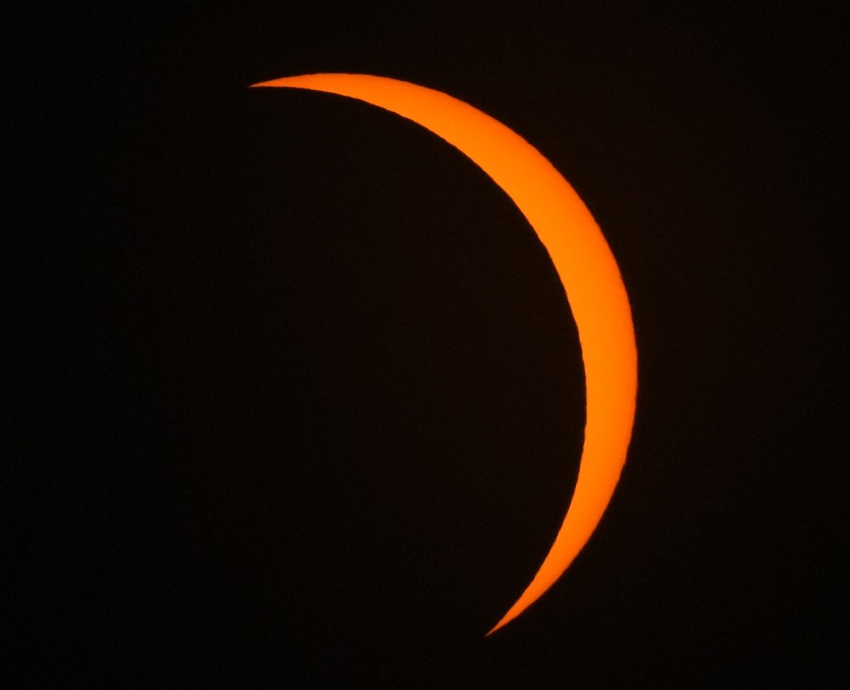 Here's the moon covering 89% of sun at the eclipse's peak coverage from Milwaukee at about 2:10 p.m. #Eclipse2024