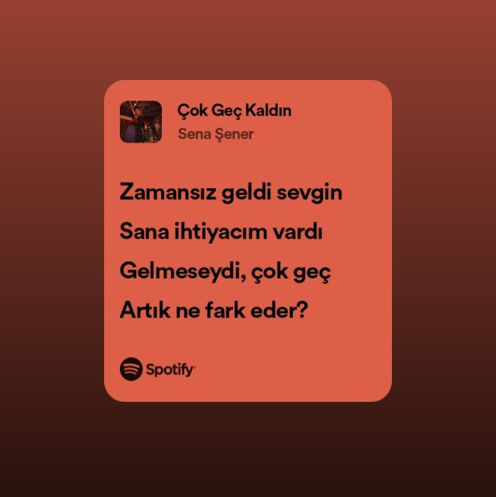 Bazı geç kalınmışlıklar, geç kalana da geç kalınana da yük olur. Çünkü gün sonunda ikisi de aynı yere gelmiş olsa da farklı zamanlardaydılar. Bunun pişmanlığıdır işte yük olan. @SenaSenerMusic 🖤🦇