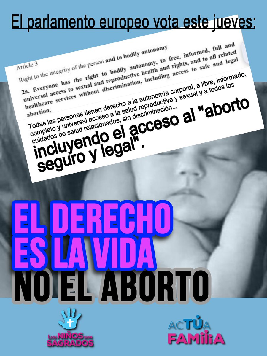 🚨ABORTO LIBRE ☠️ EN TODA EUROPA🇪🇺, y como “derecho”. @MargaPisa informa: ”quieren cambiar los Derechos e introducir el aborto libre.” Este jueves se vota. Envía un correo a @ValerieHayer Pta de @RenewEurope : valerie.hayer@europarl.europa.eu Tiene la llave de la votacion.