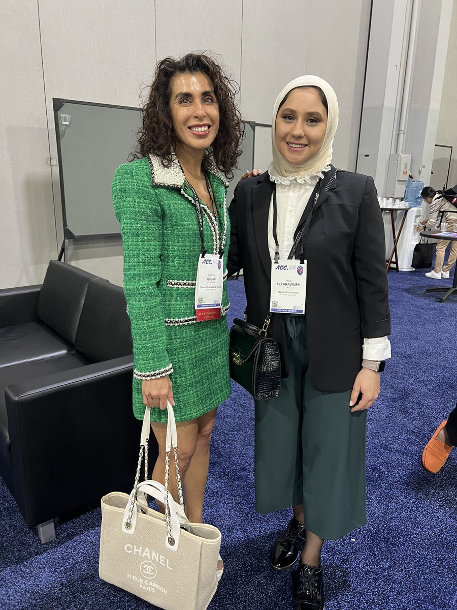 Happy to reconnect with @DrMarthaGulati, I always look forward to interacting with her as she’s one of the most delightful figures in cardiology that always spreads positivity and priceless wisdom to me and my peers! #ACCWIC @ACCinTouch