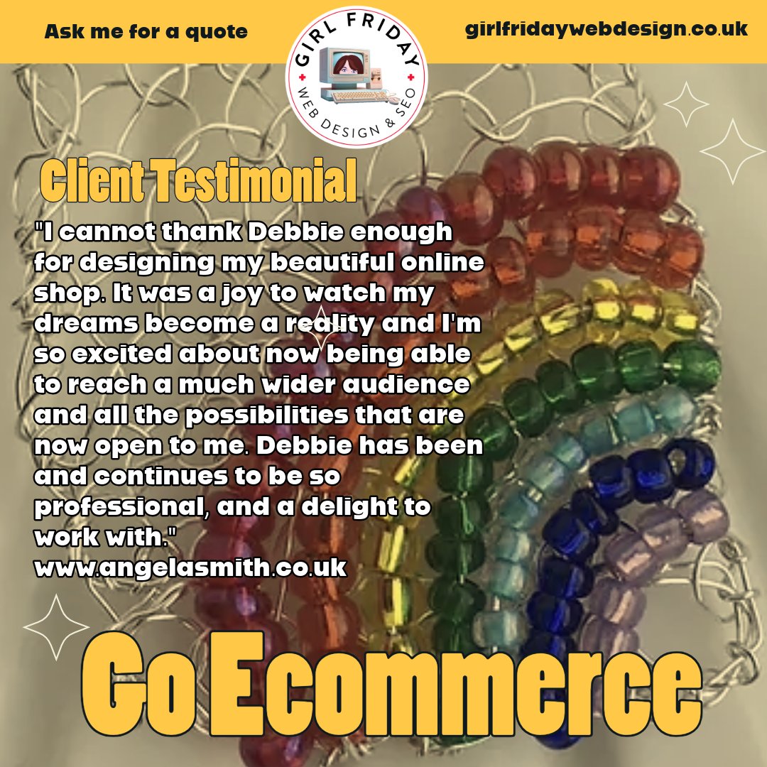 I design #Ecommerce #Webdesign 🙌

Providing sensible solutions to assist #soletraders & #SmallBiz to tap into the huge potential of #sellingonline 🤑

Get in touch for an informal chat & quote - just like @pearlysmith did 😊