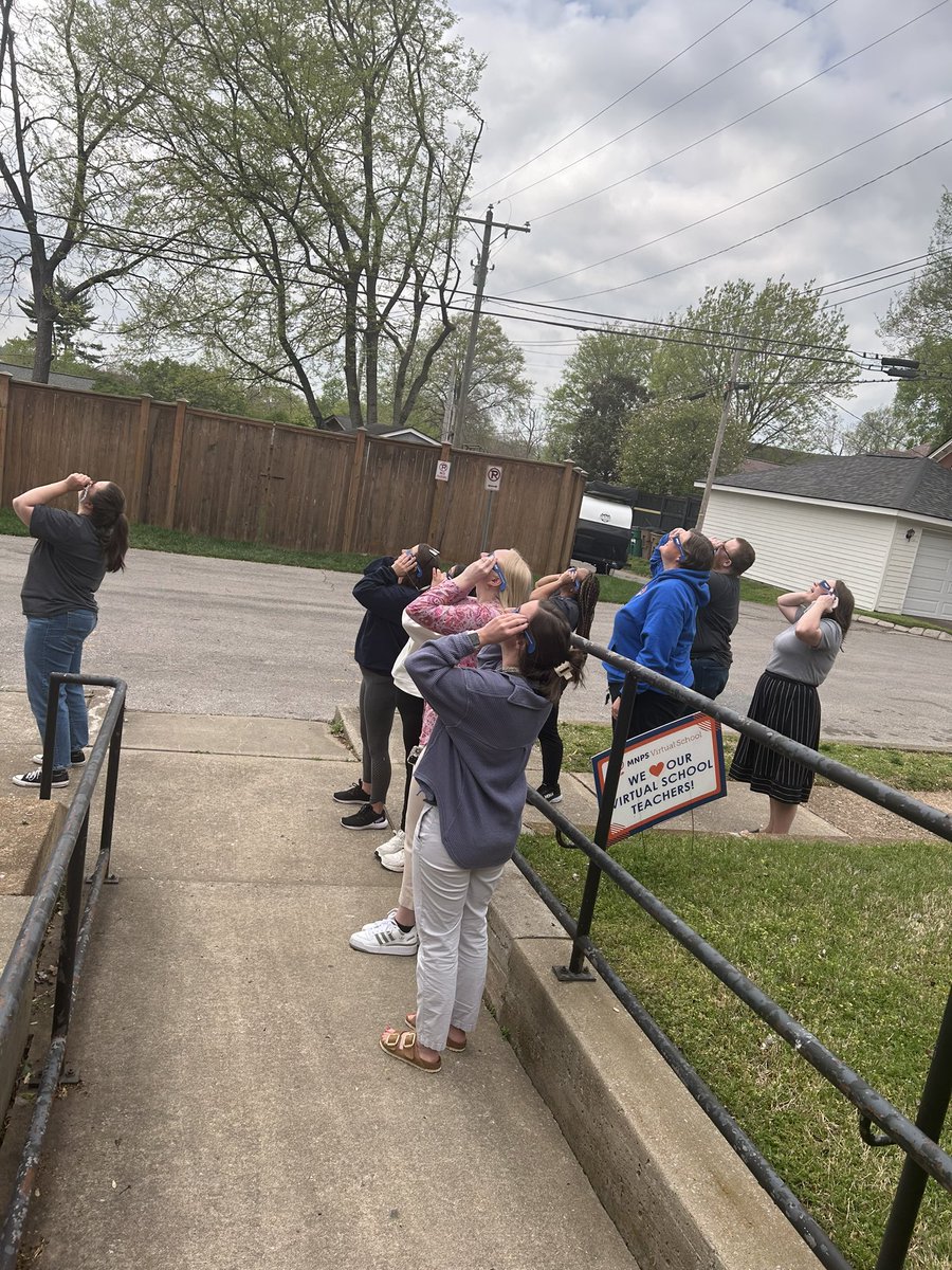 Cloudy, but the viewing party carried on. We took a quick computer break to take a peek at the eclipse. How was the view in your neighborhood? #Eclipse2024