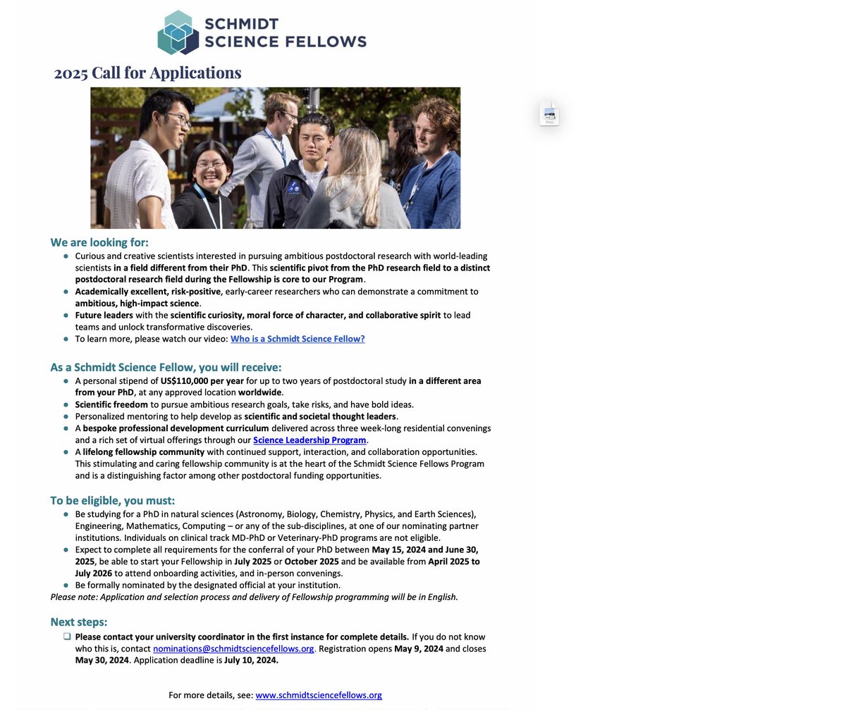 Fellowship alert: schmidtsciencefellows.org