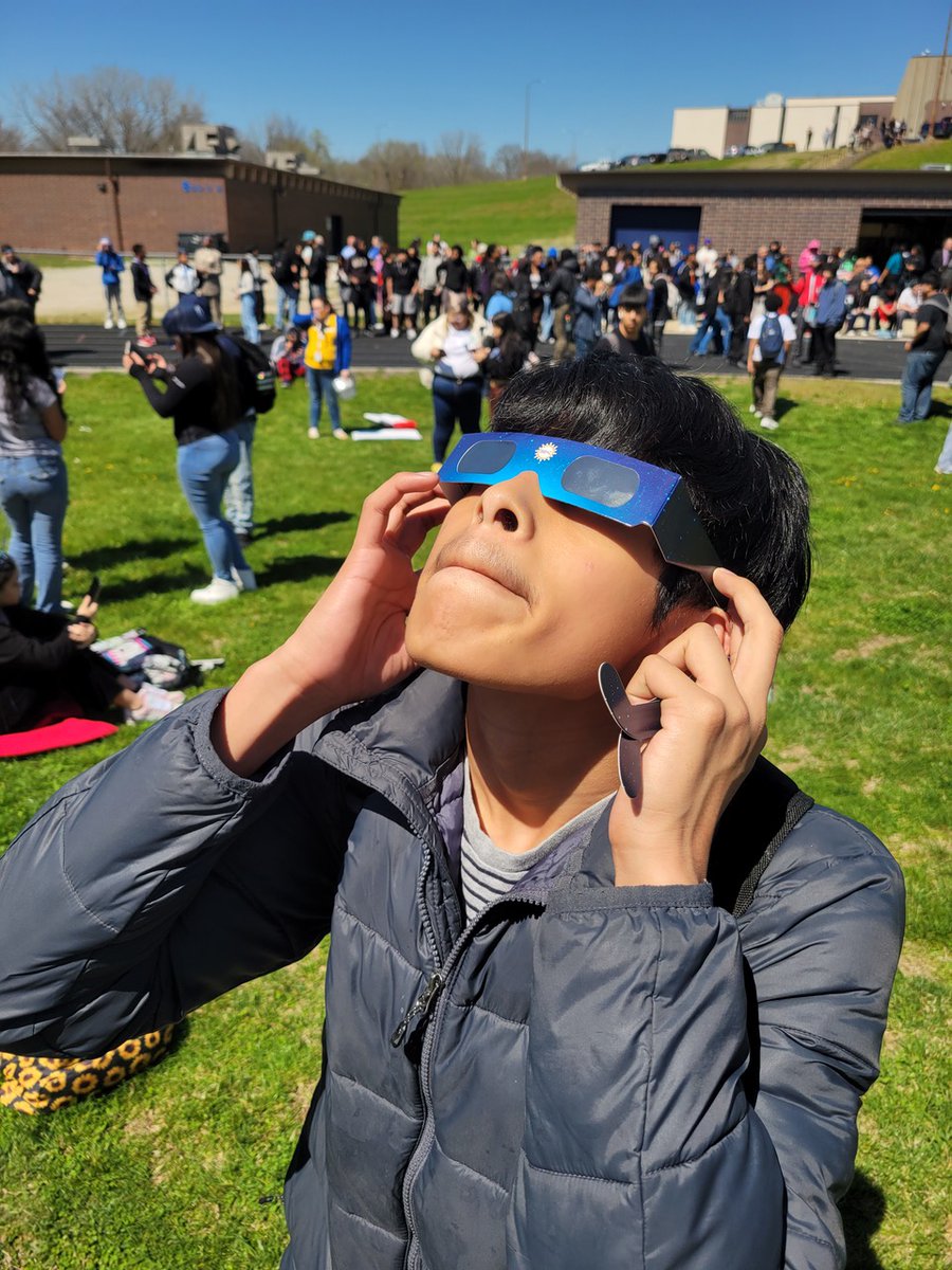 Real world learning in action! During the 2024 Solar Eclipse, students and staff at KCKPS took some time to observe. #BetterEveryDay #SolarEclipse2024