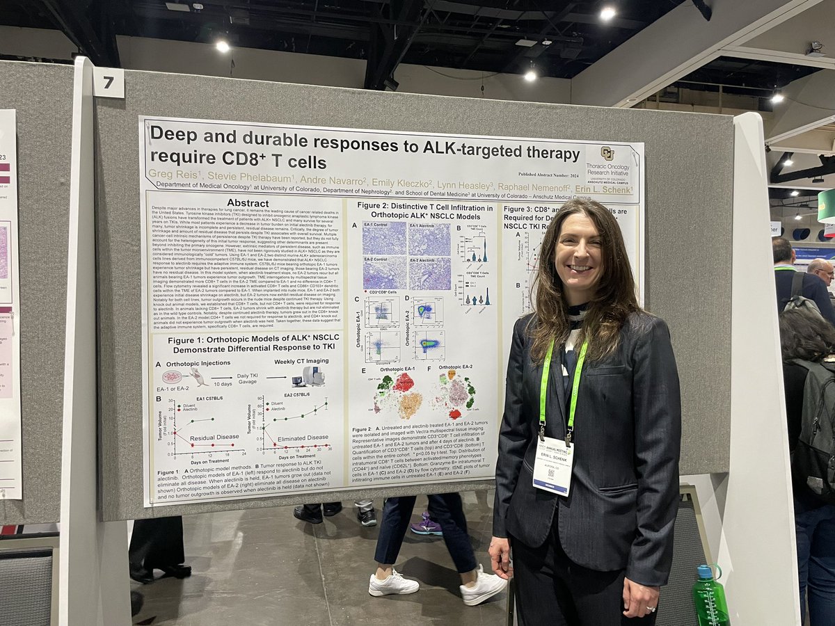 My colleague, the great @SchenkLab from @CUCancerCenter presenting wonderful data on the relevance of CD8+ (but not CD4+) T cells in sustaining #ALK TKI responses @AACR @ALKPositiveinc @ALKpositiveINT