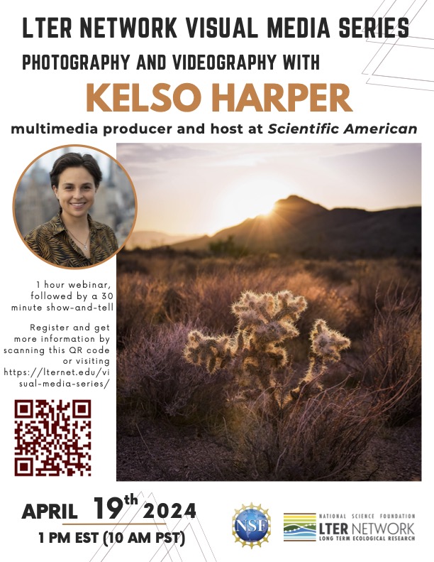 Looking for advice communicating science across multiple media types? @kelso_harper, multimedia specialist for @sciam, presents the next LTER visual Media Series webinar on April 19th at 9am PT. Should be an awesome event! Register here: lternet.edu/events/lter-vm…