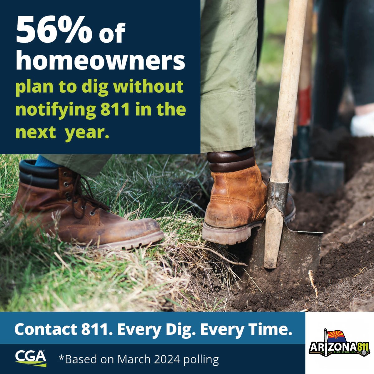 You and your neighbors rely on underground utilities every single day. Don’t knock out internet, power or other critical services in your community during your next digging projects—always #811BeforeYouDig to get utilities marked!