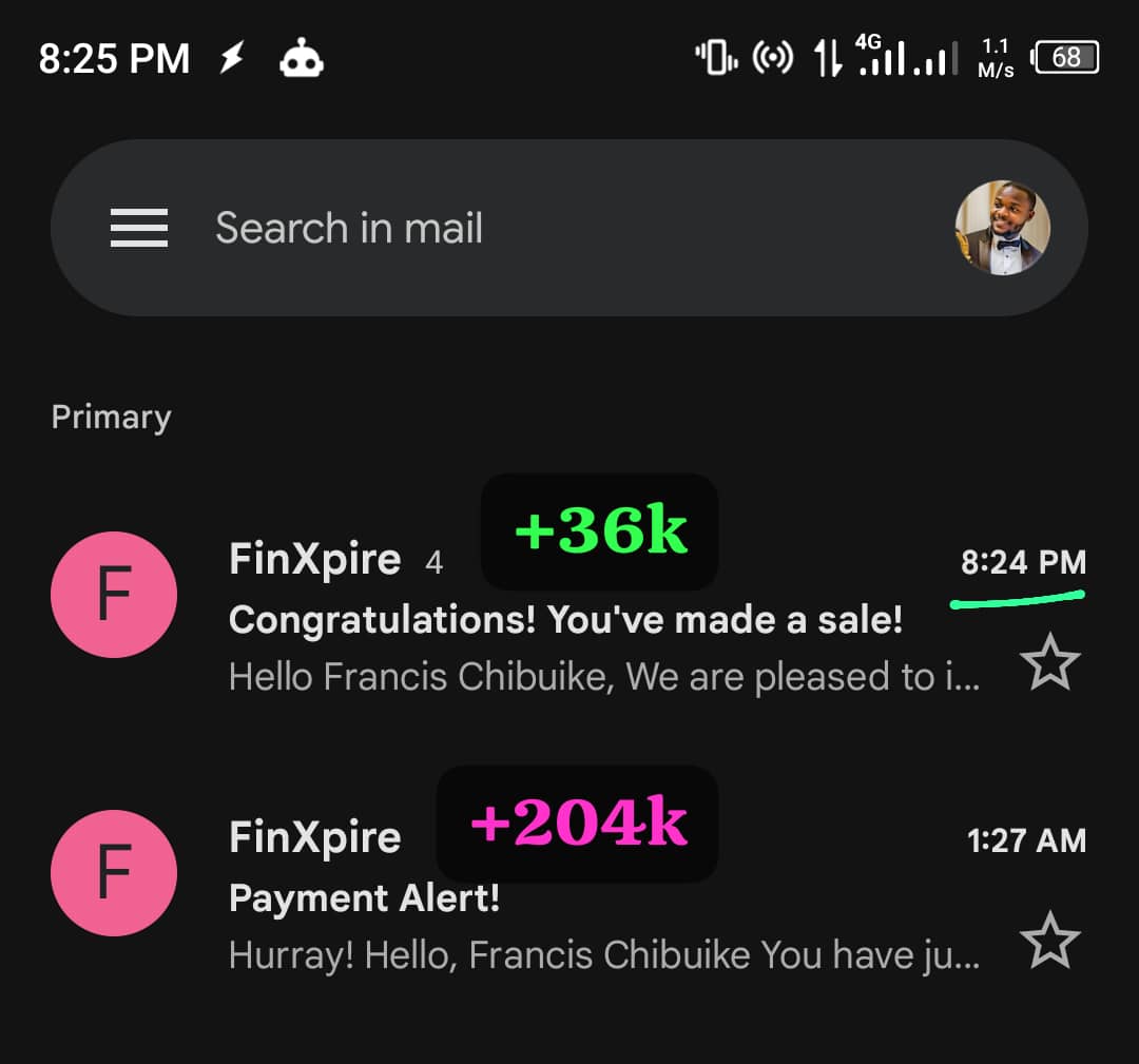 Some people asked me if I had stopped affiliate marketing because of too much money 😂 I never did, just that my offline activities are taking lots of my time So after getting paid #204k today, i still managed to make additional #36k today online with my smartphone on @FinXpire