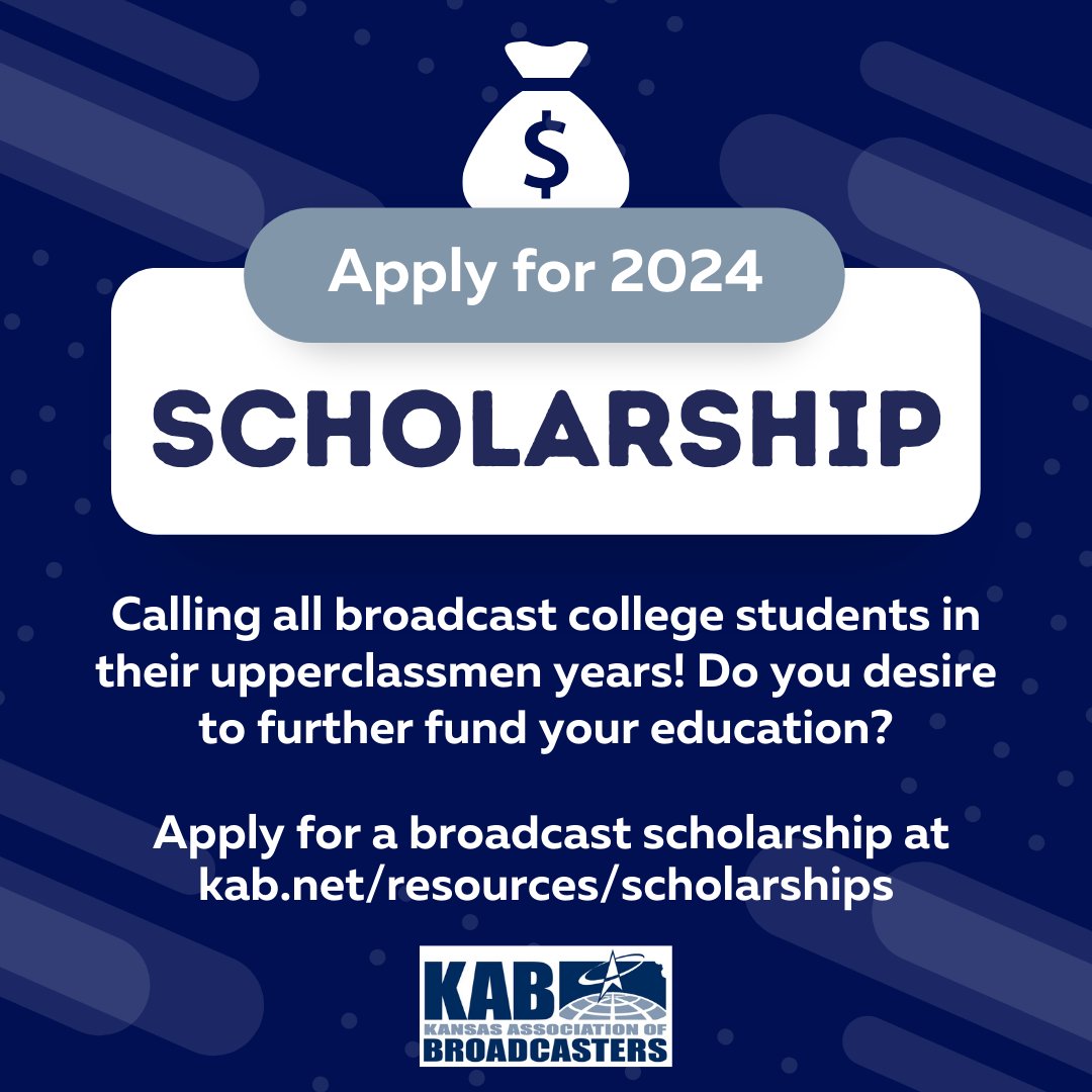 Don't miss out on the opportunity to receive financial support for your education and pursue your dreams in broadcasting! The KAB is committed to aiding in the higher education of promising Kansas students. Spread the word and tag someone who would be perfect for this