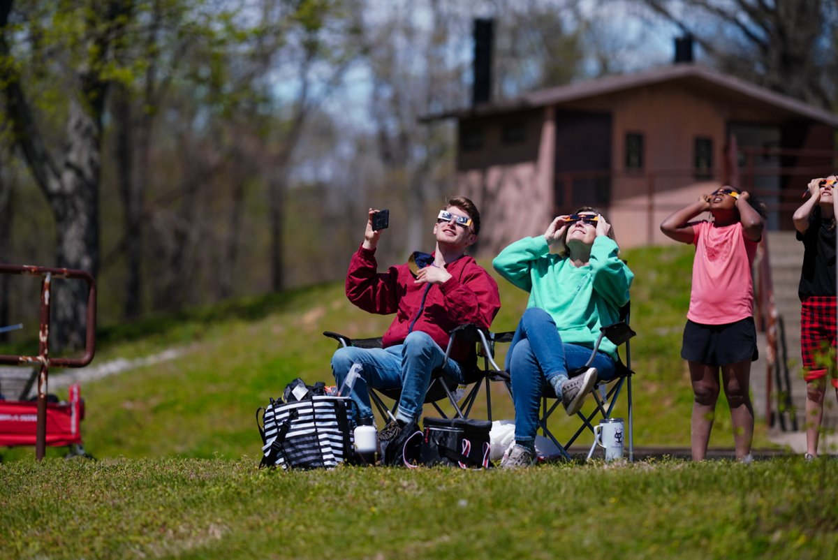 MoDNR's tweet photo. How was YOUR #Eclipse2024? 

Here's a few photos we took from Trail of Tears State Park. https://t.co/p9ILU9eomc