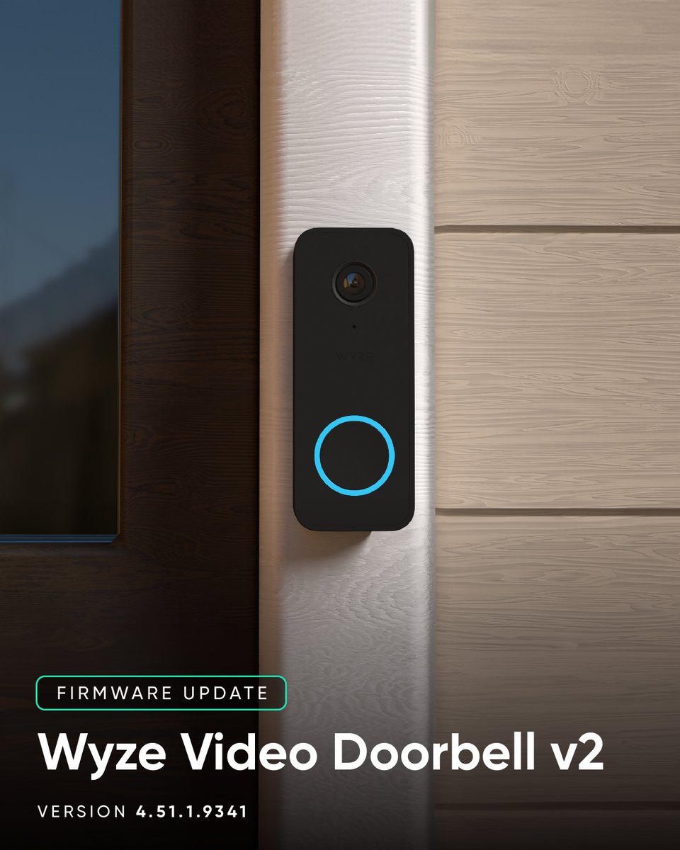 We are releasing Wyze Video Doorbell v2 firmware today! We added the ability to turn off the sound when the doorbell is pressed and added an option for Wide Dynamic Range. Wyze app 2.50 required for these options. Read our Release Notes: go.wyze.com/releasenotes