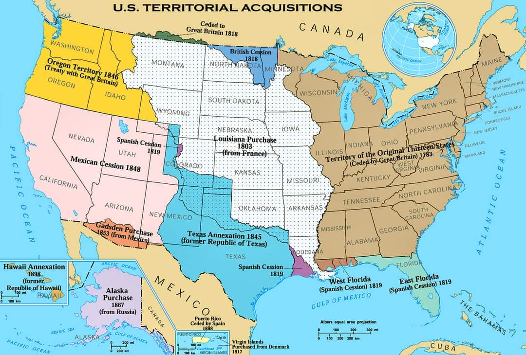 amazingmap's tweet photo. Territorial Acquisitions of the United States https://t.co/X2ZSqzO3PS