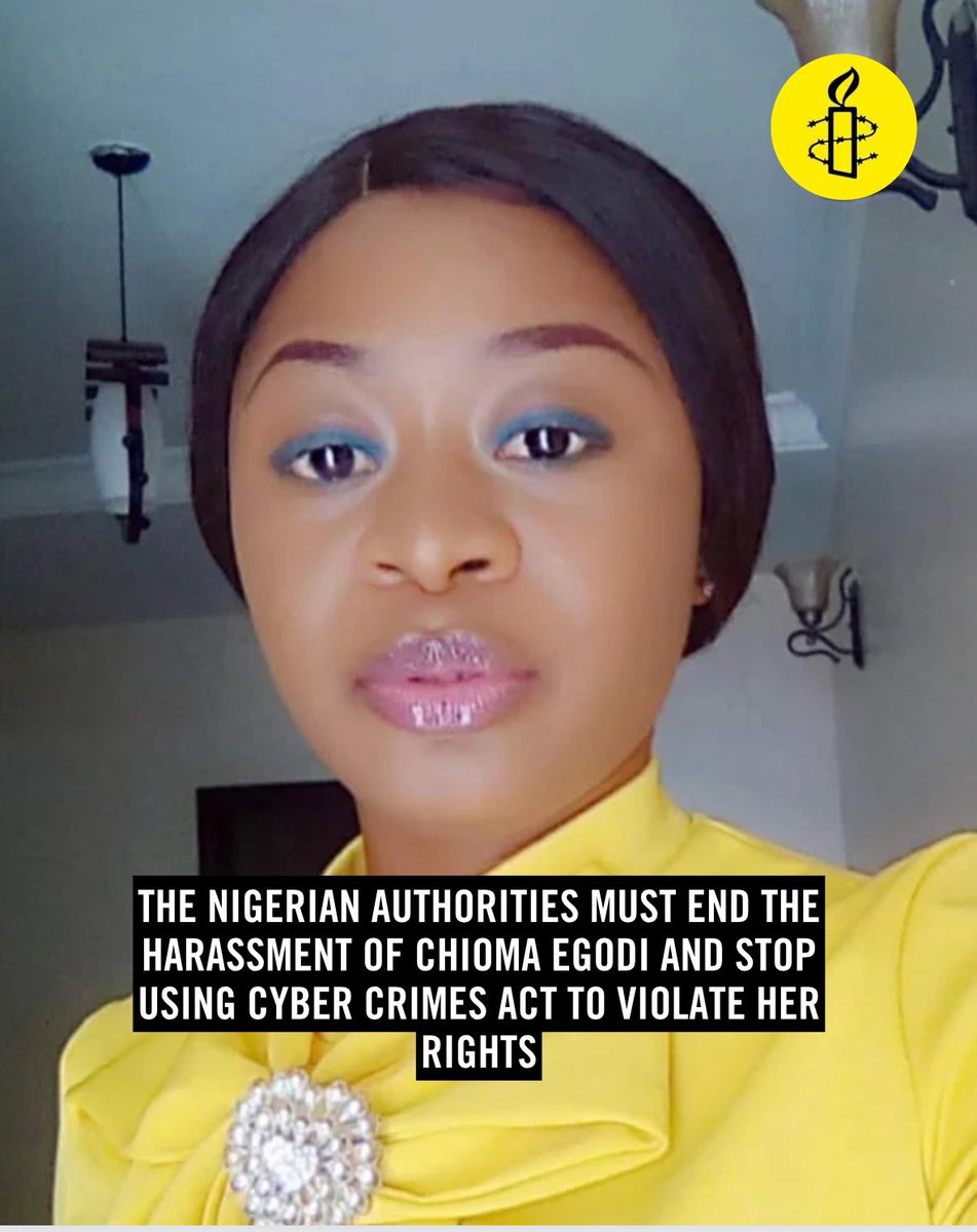 Amnesty International again calls on the Nigerian authorities to end the ongoing harassment of Chioma Okoli. Since September last year she had been through harrowing intimidation. It must end now #FreeChiomaOkoli