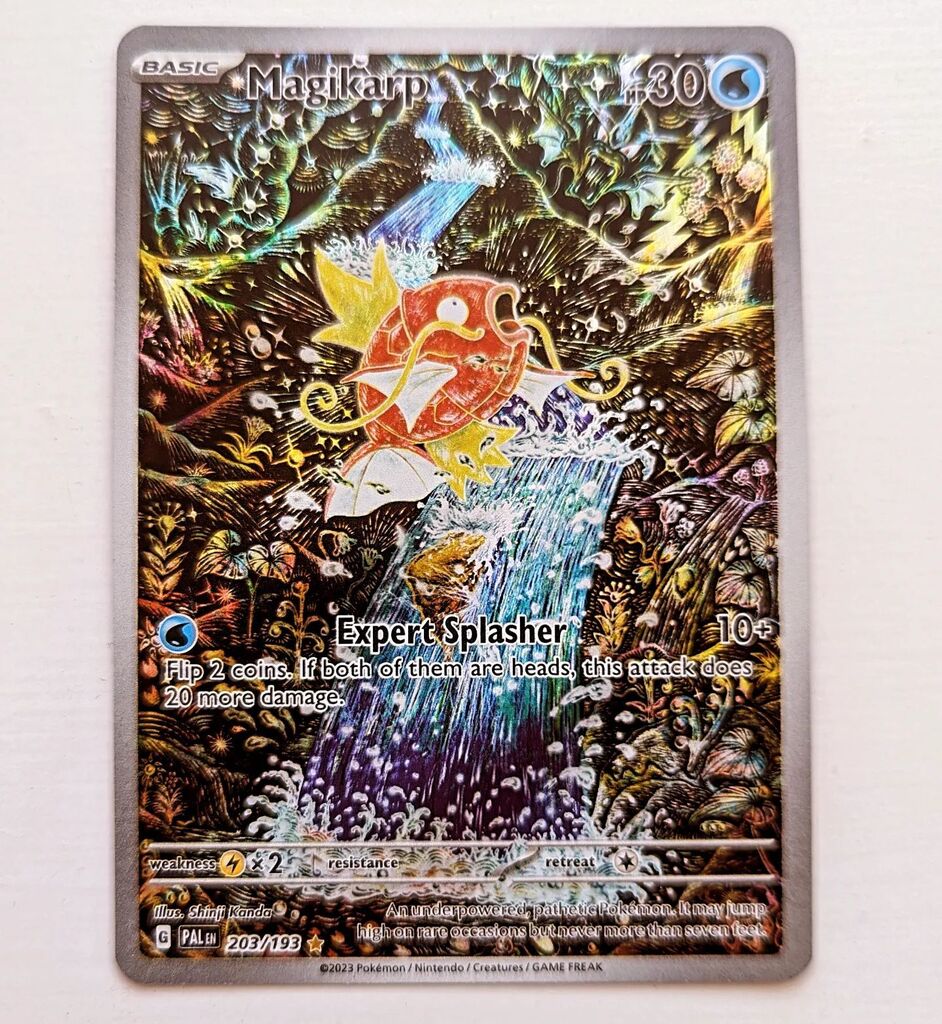Is this the most beautiful Pokémon card ever? 😍💖

#pokemon #pokemontcg #paldeaevolved #magikarp #pokemoncards