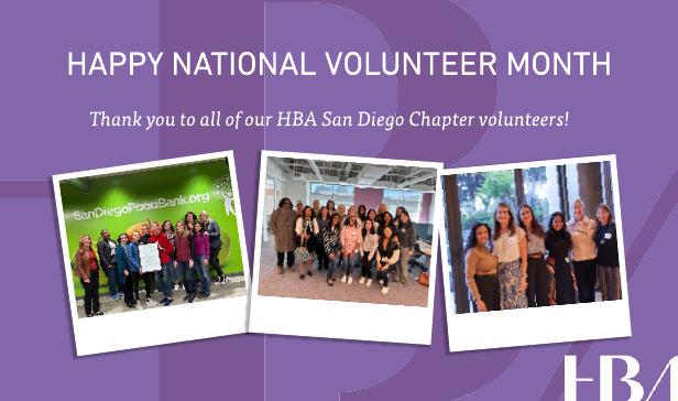 Happy #NationalVolunteerMonth to all of our dedicated volunteers in the #HBASanDiego chapter! Thank you for your time, commitment, and passion for empowering women in our community. All of you are making a difference and creating an #HBAImpact!