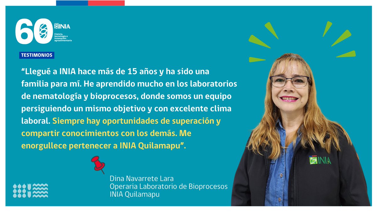 En el aniversario N°60 de @iniachile, queremos compartirles algunos testimonios de quienes se desempeñan en #INIAQuilamapu, con la finalidad de fortalecer y proyectar la agricultura del centro sur de Chile, en especial en las regiones de Ñuble y Biobío. Felices 60 años #INIAChile