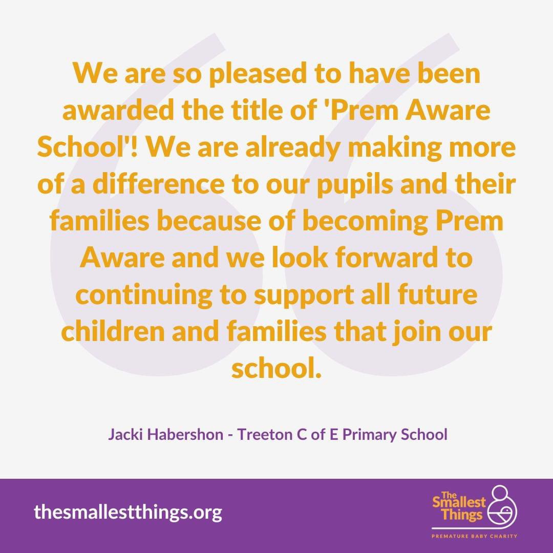 Hooray Treeton C of E Primary School - who are now a Prem Aware School 🥳 Teachers can play a crucial role in supporting the needs that some pupils born prematurely may have. Is your school Prem Aware? Find out more via our website - thesmallestthings.org/prem-aware-awa…