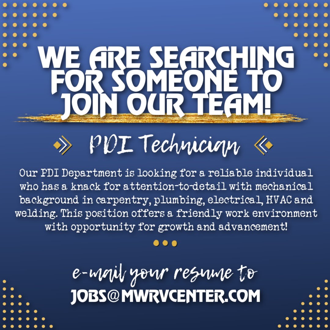 We are searching for someone to join our team! 🛠️ #jobopportunity #midwestrv #NowHiring