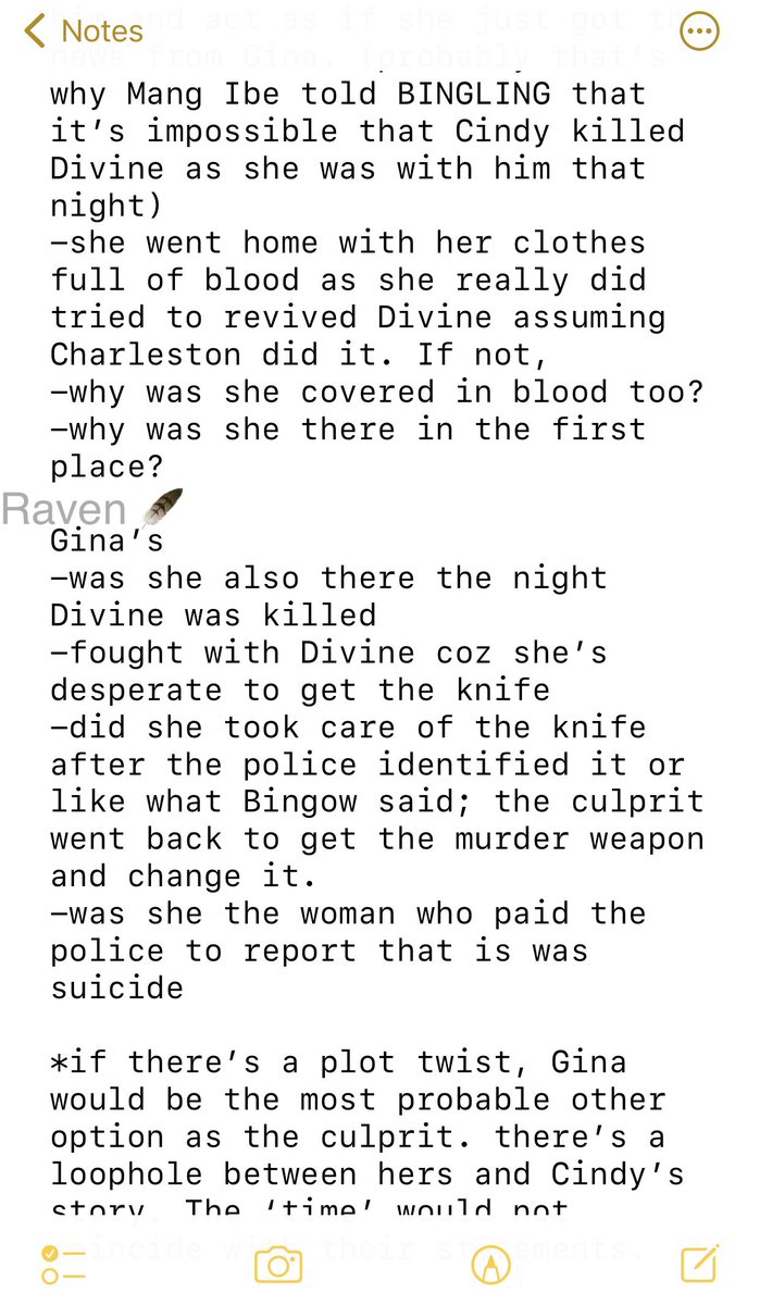 raven_ravenss's tweet photo. ‘who’s the killer’

so, who killed Divine?
whilst my notes are full, my patience is being tested.  

*sharing my notes. maybe, I’ve missed an important detail. (I also did this with PLL) 🧐

#DonBelle 
#CantBuyMeLoveDB 
#CantBuyMeLove 
#CBMLOnNetflixEp127 https://t.co/z1OGkvD1ex
