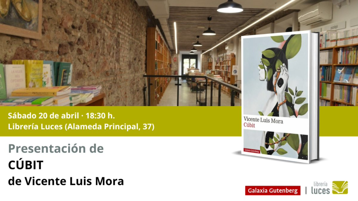 El sábado 20 de abril a las 18:30 horas tendremos la presentación en Luces de CÚBIT, nueva novela de @MoraVicenteLuis publicada por @G_Gutenberg. Este acto también podrá seguirse en directo a través de nuestro canal de YouTube 👉 youtube.com/live/2Dq4mcmAu… #LibreriaLuces #Malaga