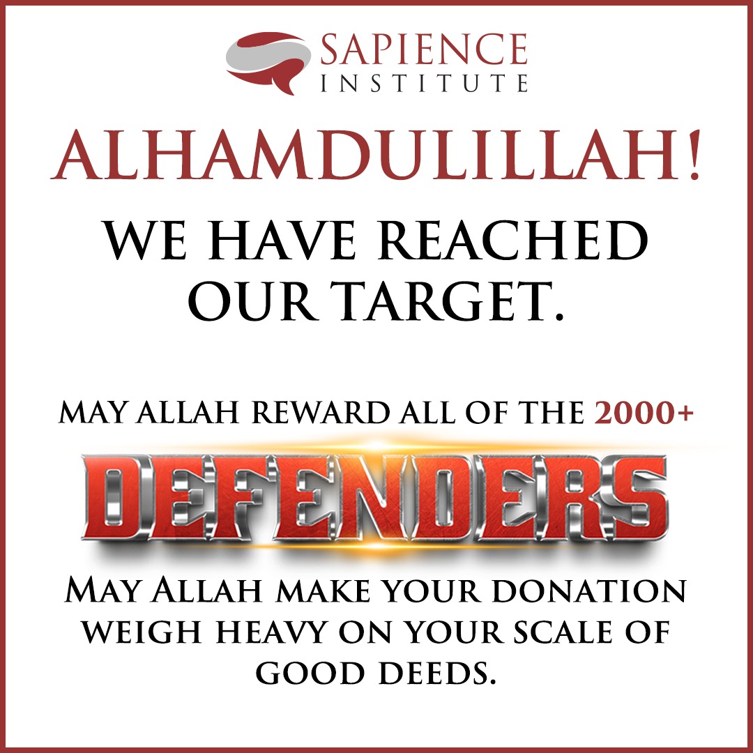 As-salāmu ‘alaykum dear brothers and sisters, Alhamdulillāh, we have reached our Ramadan target. May Allah reward all of the 2000+ Defenders and make your donation weigh heavy on your scale of good deeds. If you have not donated but still want to, please click on the link or…