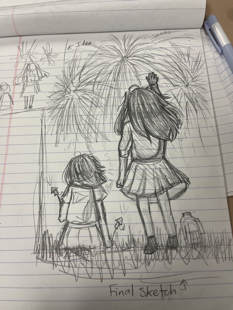 three sketches (one on paper) 
#art #fireworks #commission #commissions #robloxartist #robloxartists #drawing #roblox #July4