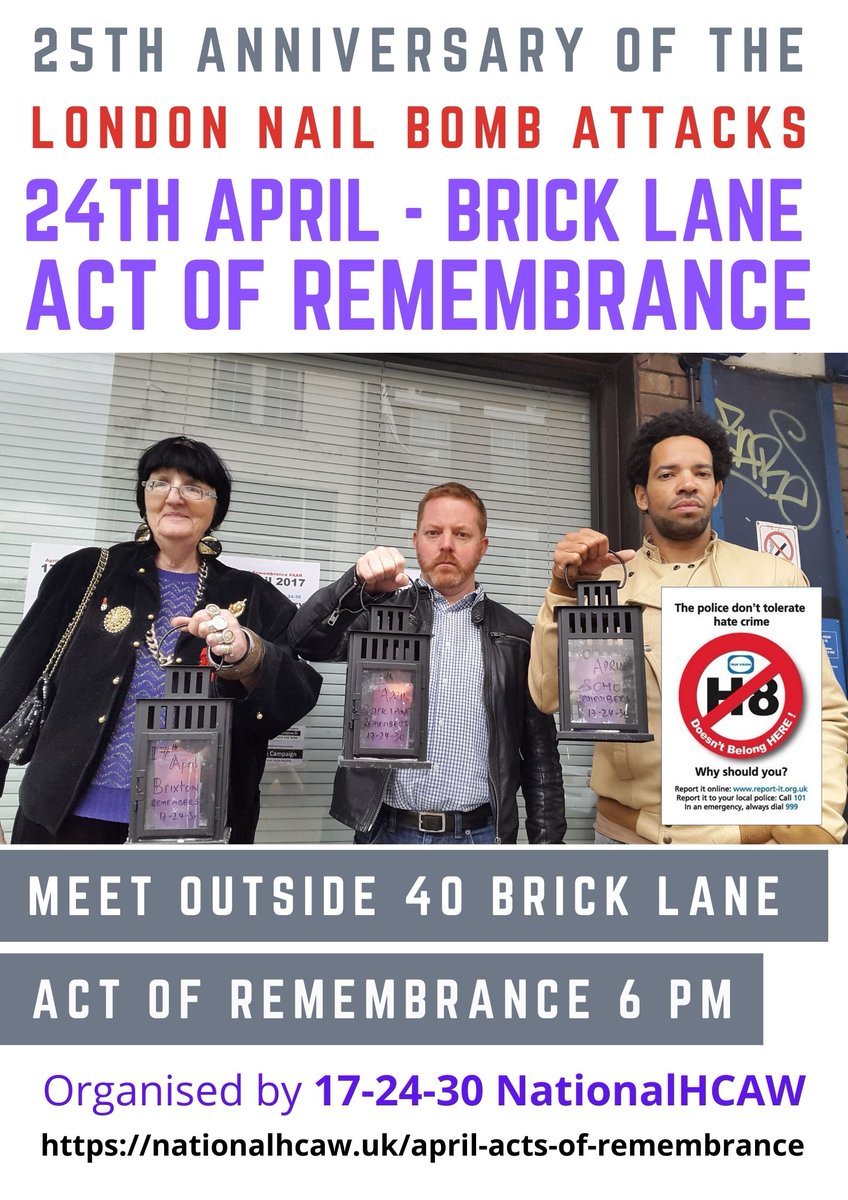 Every year since 2010 (except 2015) we have organised the Brick Lane Act of Remembrance, 6pm outside 40 Brick Lane, Whitechapel. Register here: tickettailor.com/events/172430n…
