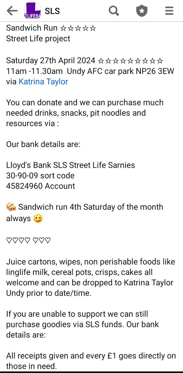 Sandwich run every 4th Saturday of the month feeding 140 plus rough sleepers and vulnerably housed. 💖