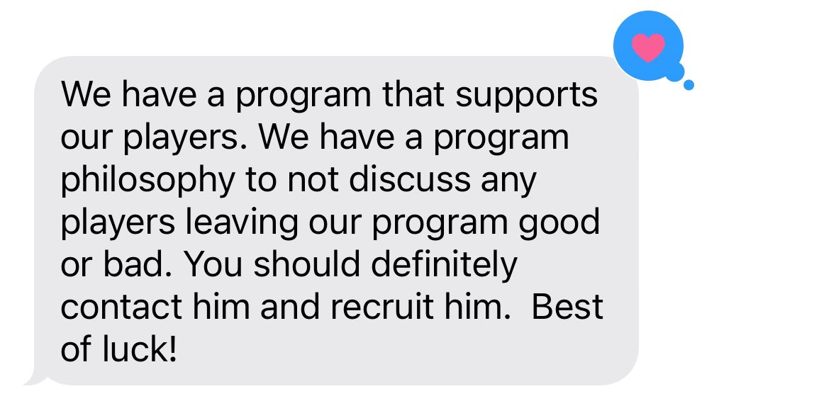 I just reached out to one of the best mid majors in the country about a young man who was transferring from their program. Best response I’ve ever gotten… just another reason they are one of the best in the country.