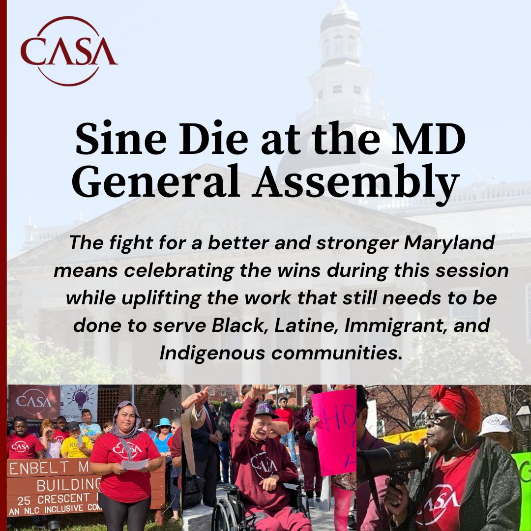 It is #SineDie at the MD General Assembly. The fight for a better & stronger MD means celebrating the wins during this session while uplifting the work that still needs to be done 1️⃣#Access2Care moved to the Gov's desk. 2️⃣Tenant Safety Act moves to the Gov’s desk.