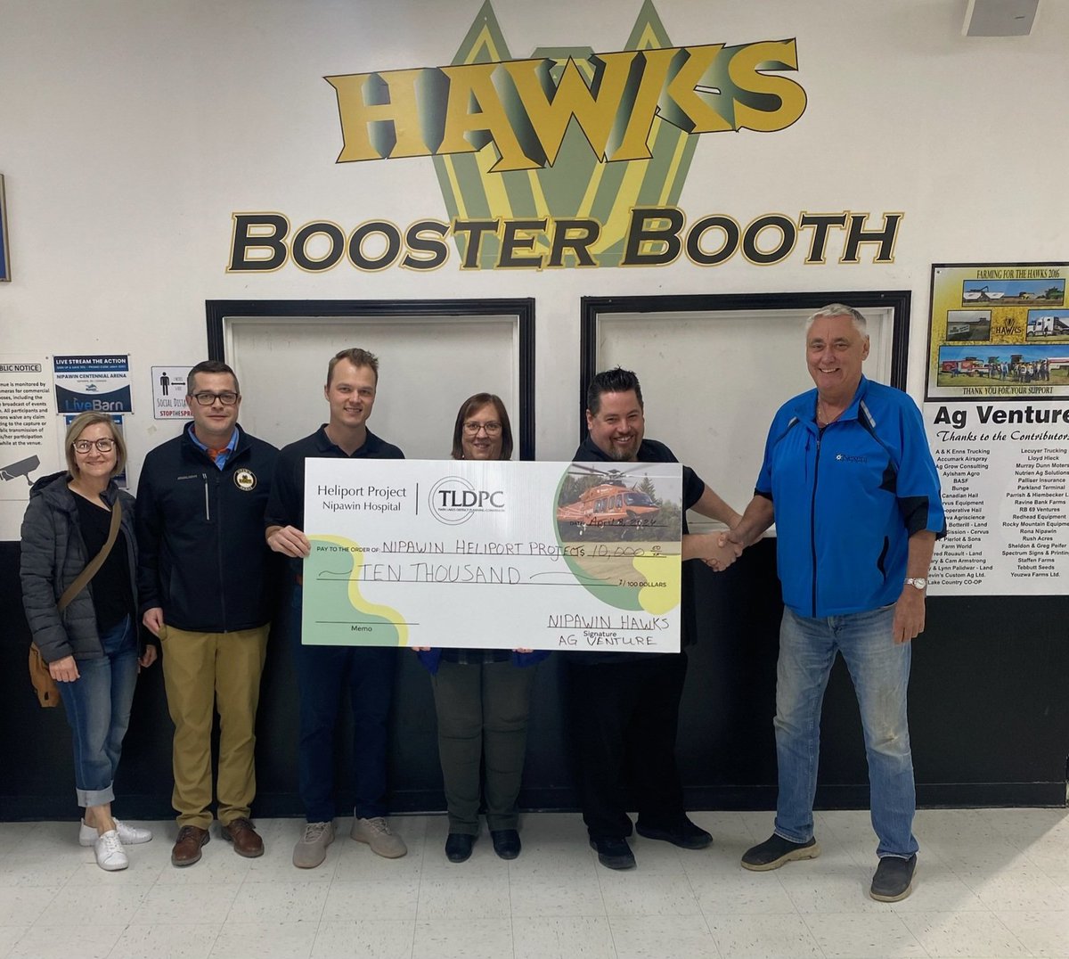 Nipawin Hawks Ag Venture is proud to donate $10,000 to the Nipawin Heliport Project. 👌