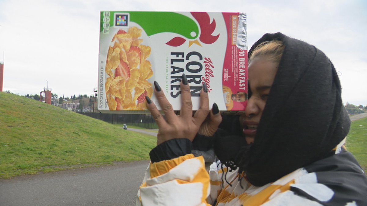 Rohena Alam Khan transformed a cereal box into a eclipse viewer hoping to see today's big event. Unfortunately clouds got in the way for Seattle watchers but all were excited to be outside to enjoy it.  #Eclipse2024