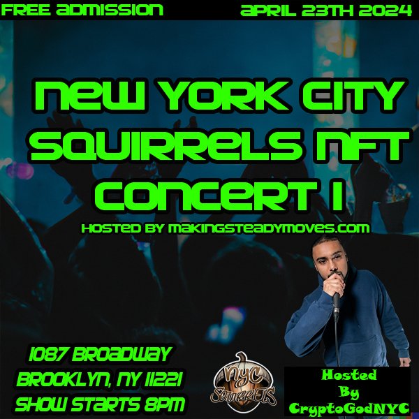 Come check us out April 23rd and network with all the talents !! Free admission Bushwick, Brooklyn, New York Hosted by @MakingSteadyMov x @CryptoGodNYC We are looking for media, interviewers and videographers who want to build up their portfolio !!