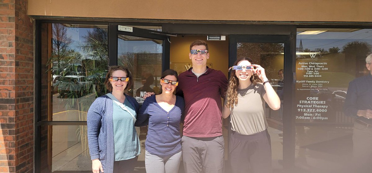 wefixmovement's tweet photo. We took some time to enjoy the solar eclipse today with staff and some of our patients. Thanks to Nicole for supplying glasses for us! https://t.co/N9bTLsAubl