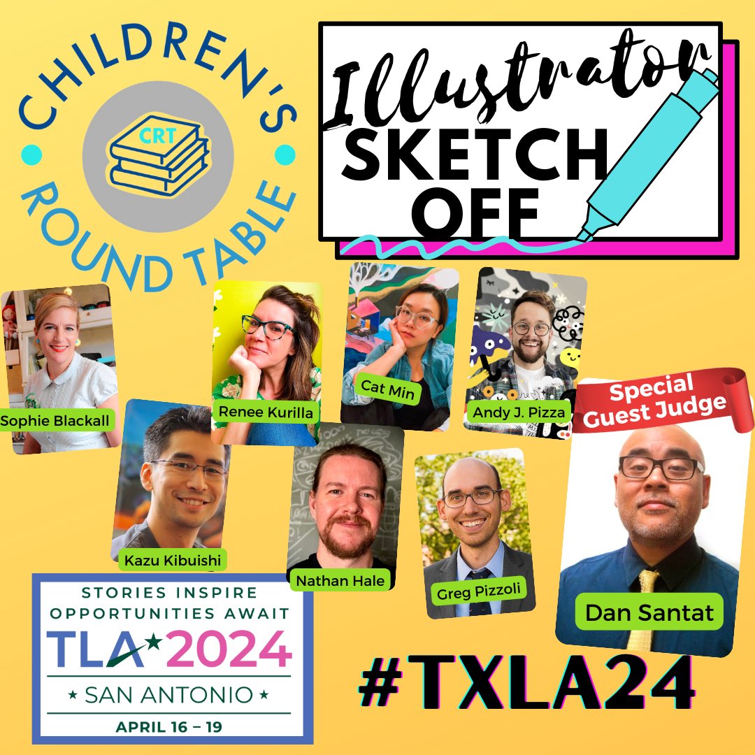 🎨 Come have some fun at 'The Ultimate Illustrator Sketch-Off!' Brought to you by Children's Round Table! This event promises a creative showdown with amazing illustrators and special guest judge @dsantat! 🖌️ WIN sketches and FREE books! #txla24