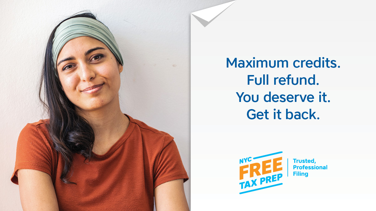 Maximum credits. Full refund. You deserve it. Get it back.
If you earn $85,000 or less, use NYC #FreeTaxPrep to file for free!
on.nyc.gov/2ANenDN