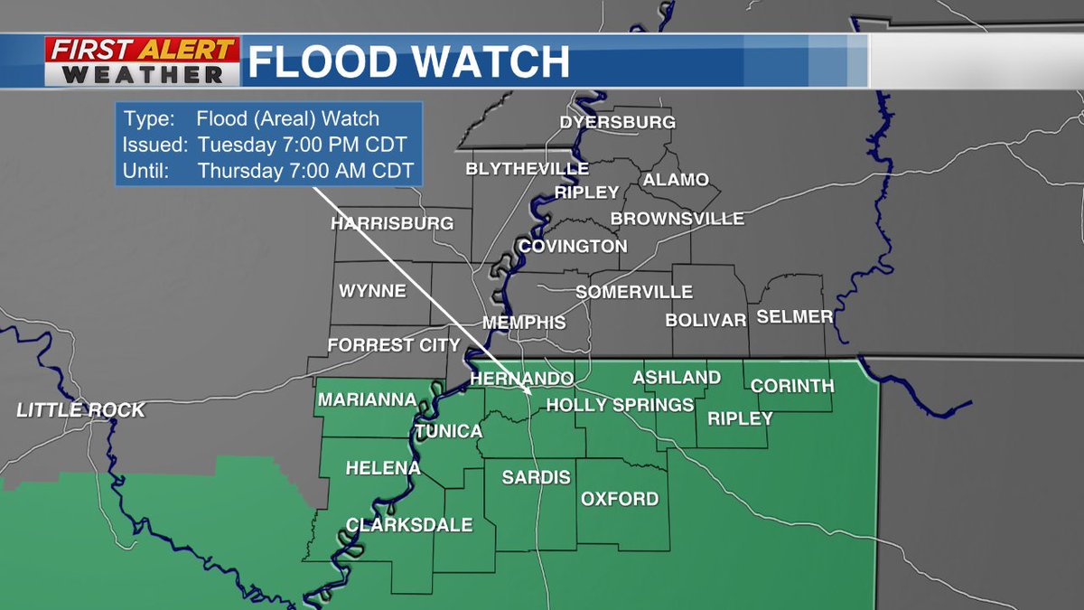The National Weather Service has issued a FLOOD WATCH. Stay tuned to Action News 5 or actionews5.com for more information from the First Alert Weather Team. #AN5FirstAlert