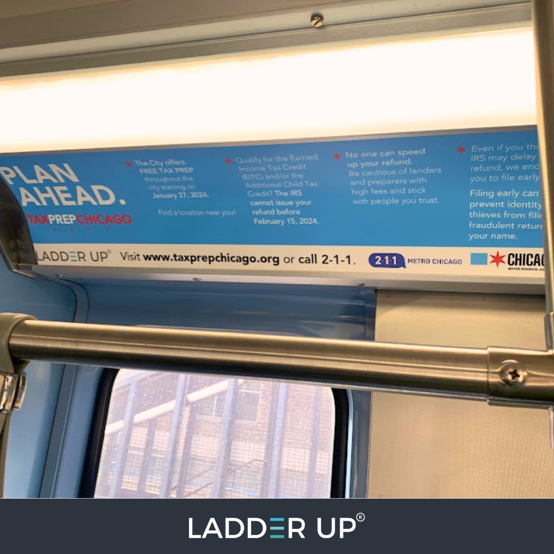 Another one spotted! If you come across our ads while you are out and about, snap a picture, share it on social media, and don't forget to tag us at @LadderUpChicago!

#ladderup #chicago #taxes #chicagononprofit #freetaxprep