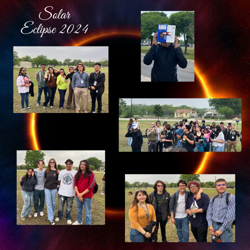 Students enjoying the moments before the eclipse! Excitement at this once in a lifetime event! @swisd @castschools #wearecaststem #wearesw #gopublic #destinationsouthwest #theresnoplacelikecaststem #eclipse2024